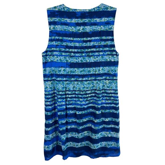 Rabbit Rabbit Rabbit Blue Striped Floral V-Neck Sleeveless Light Lined Dress 6 - Picture 2 of 5